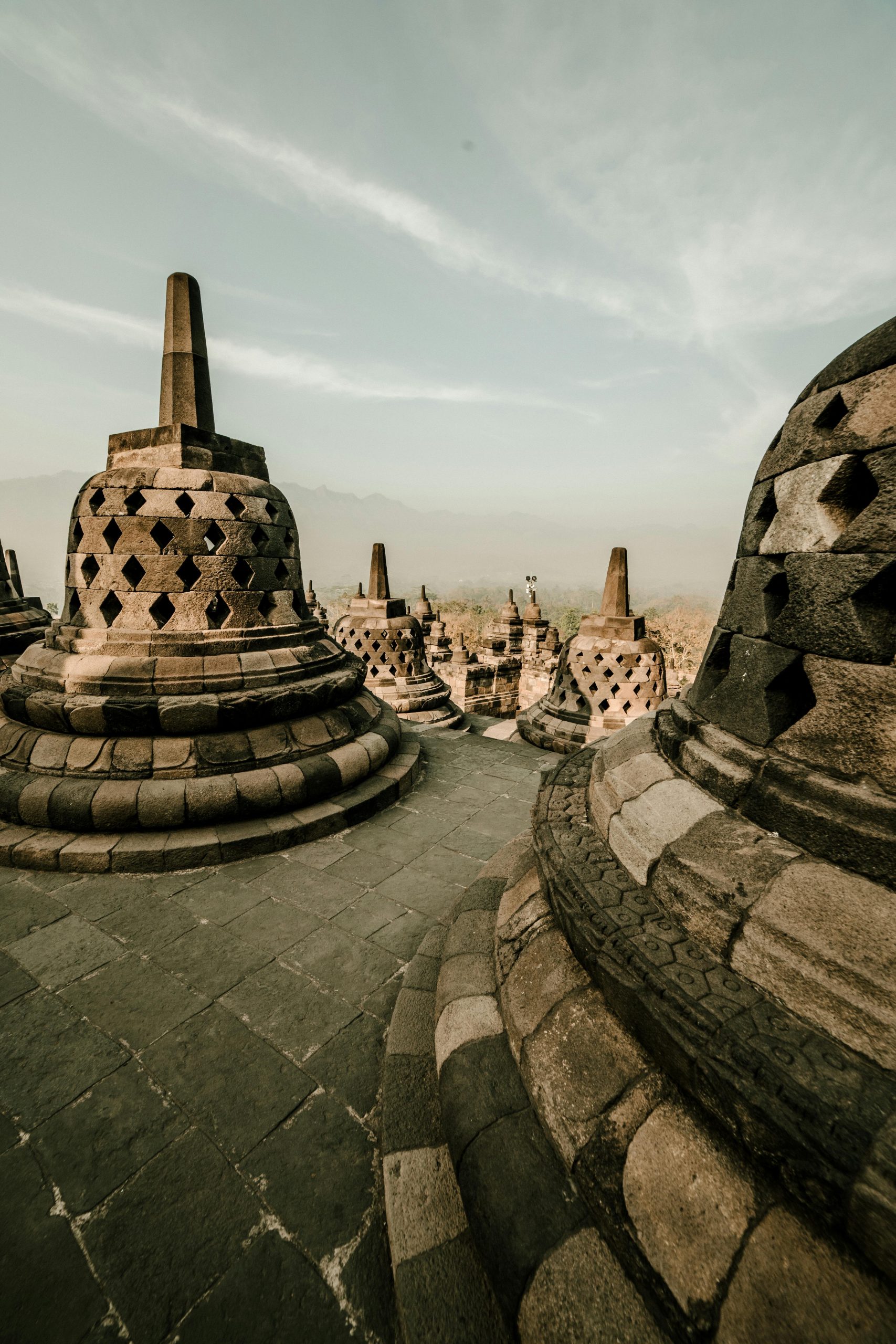 Borobudur Temple sunrise view from Punthuk Setumbu Hill, Central Java, Indonesia