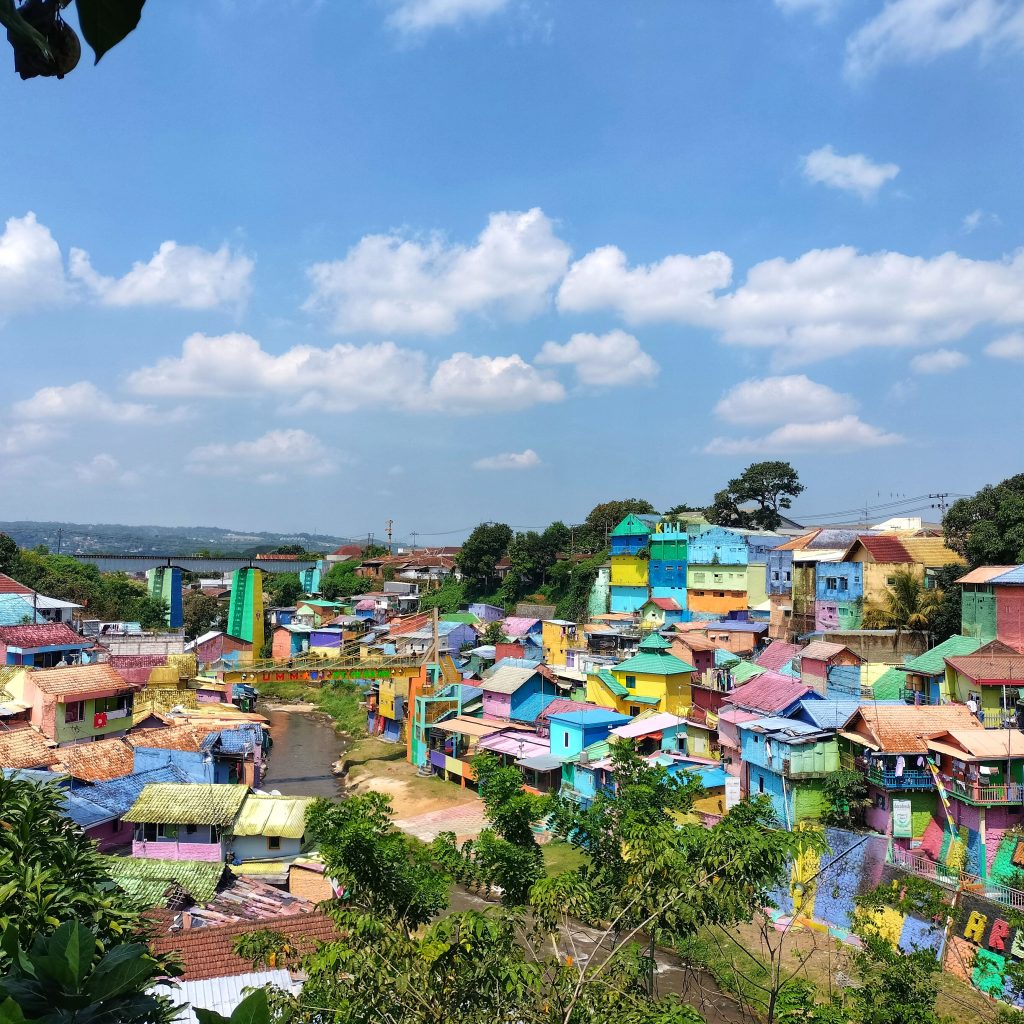 Jodipan Colorful Village in Malang, East Java, Indonesia - colorful houses by the Brantas River