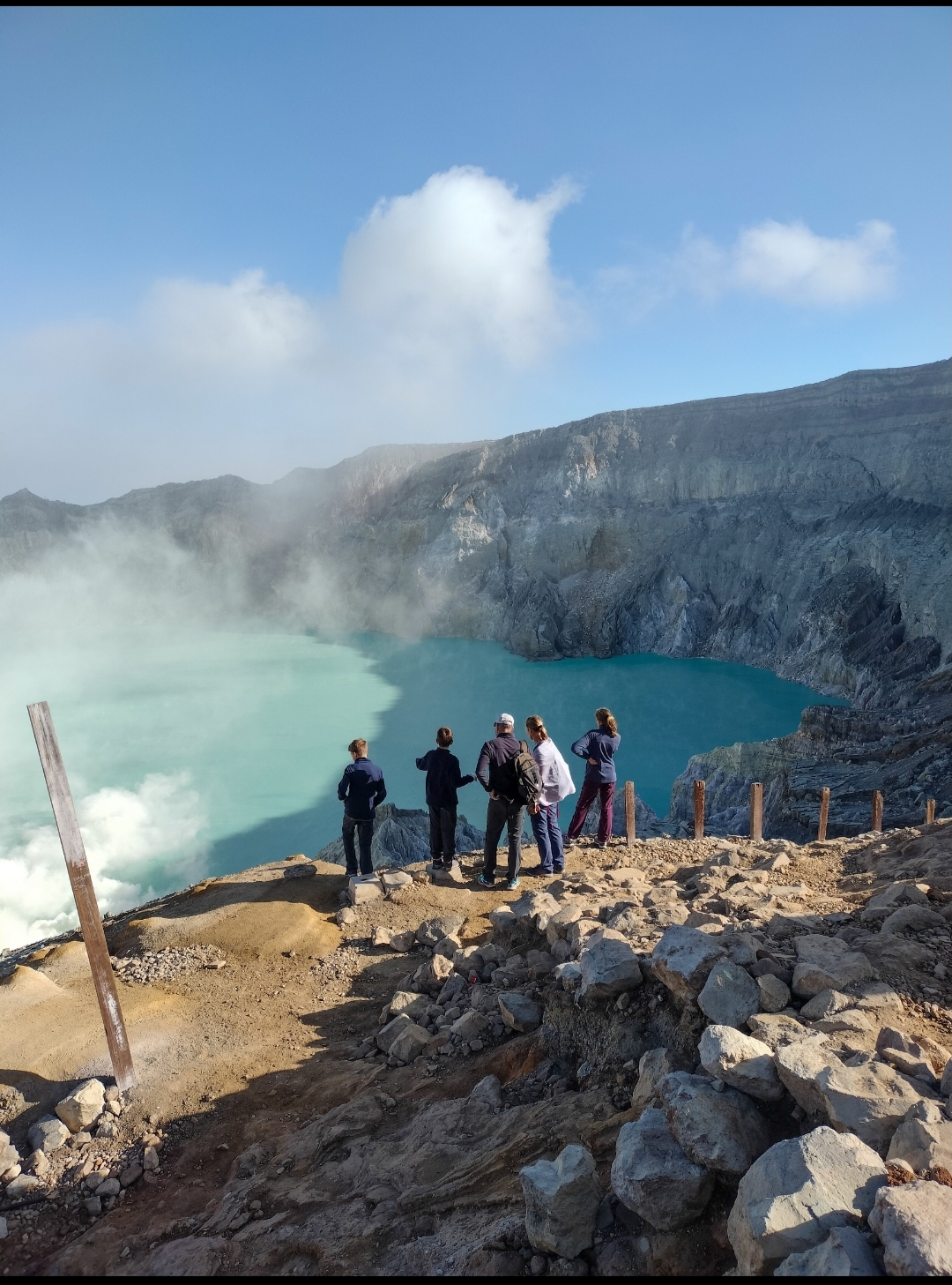 Family Ijen Crater Turquoise Lake