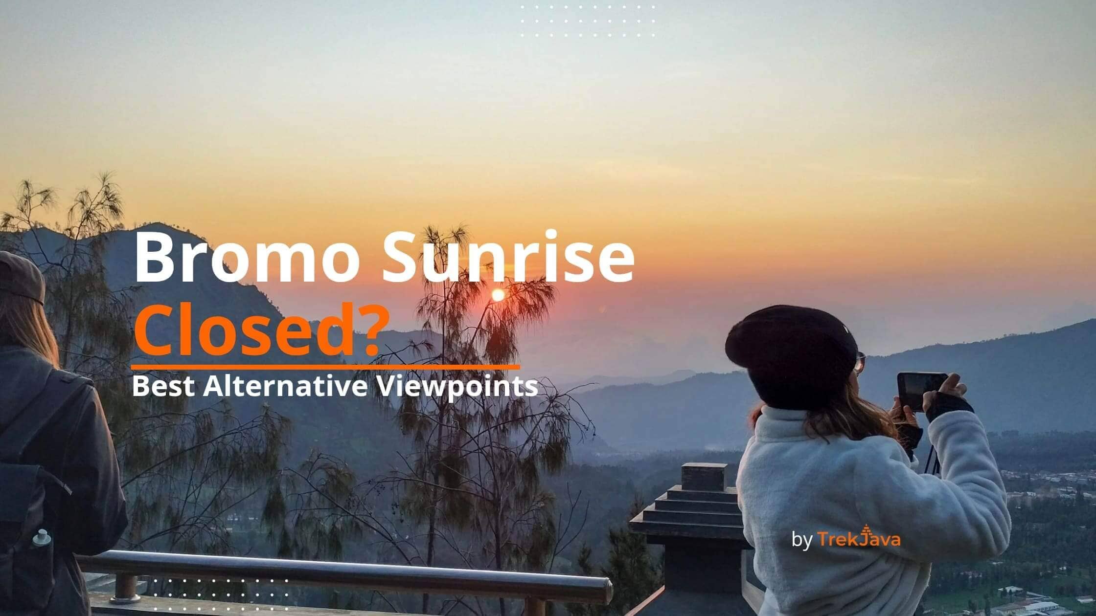 Mount Bromo sunrise viewpoint closed with empty landscape in East Java Indonesia