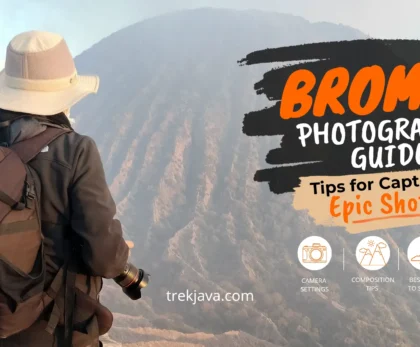 Photographer capturing Mount Bromo landscape from the crater rim in East Java, Indonesia