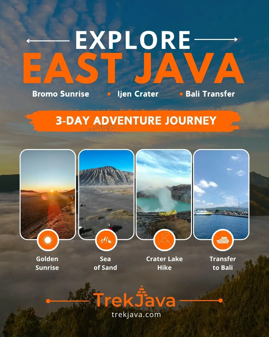 Mount Bromo sunrise during a 3-day East Java tour