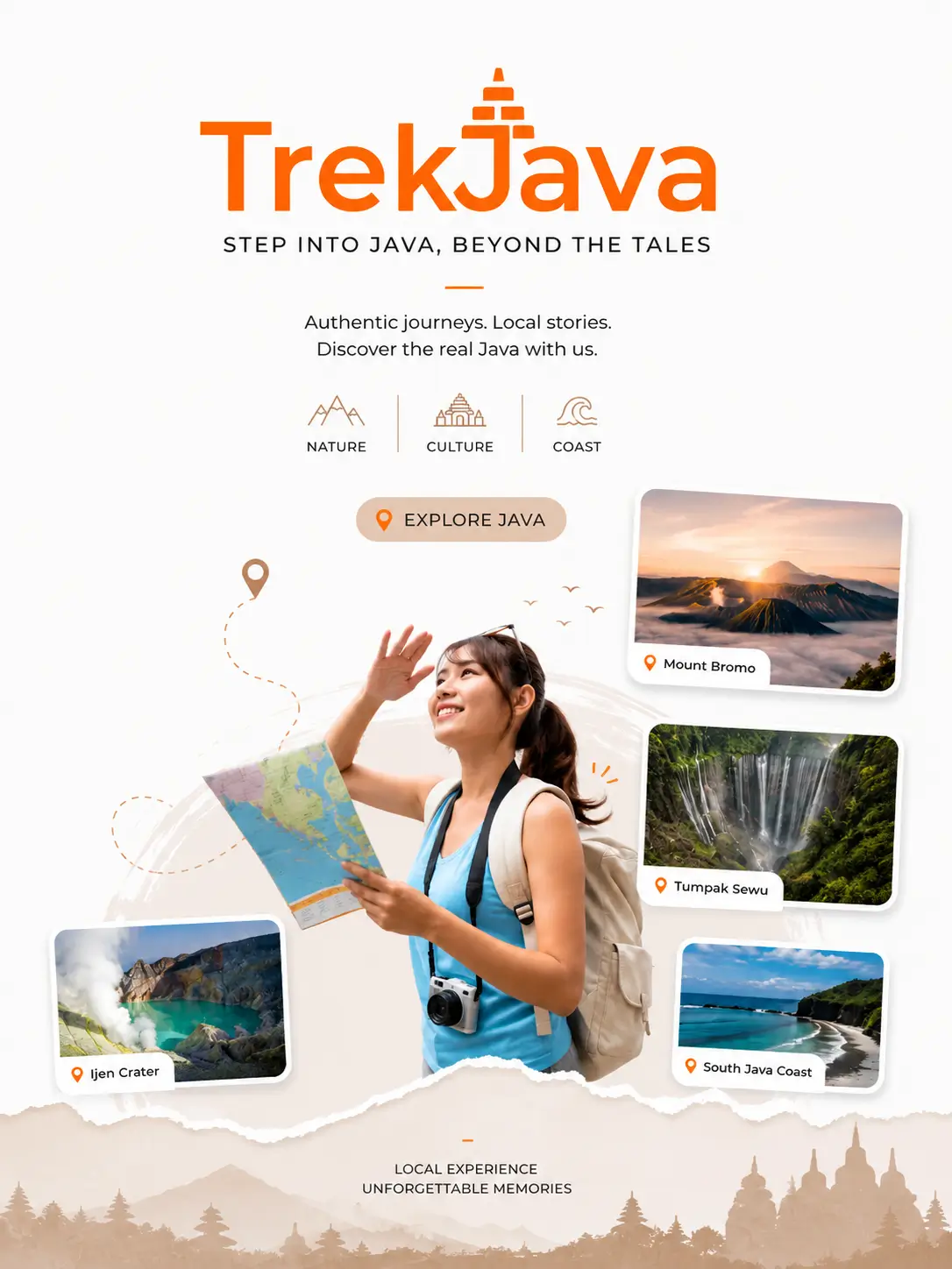 Trek Java travel company logo specializing in private tours across Java, Indonesia